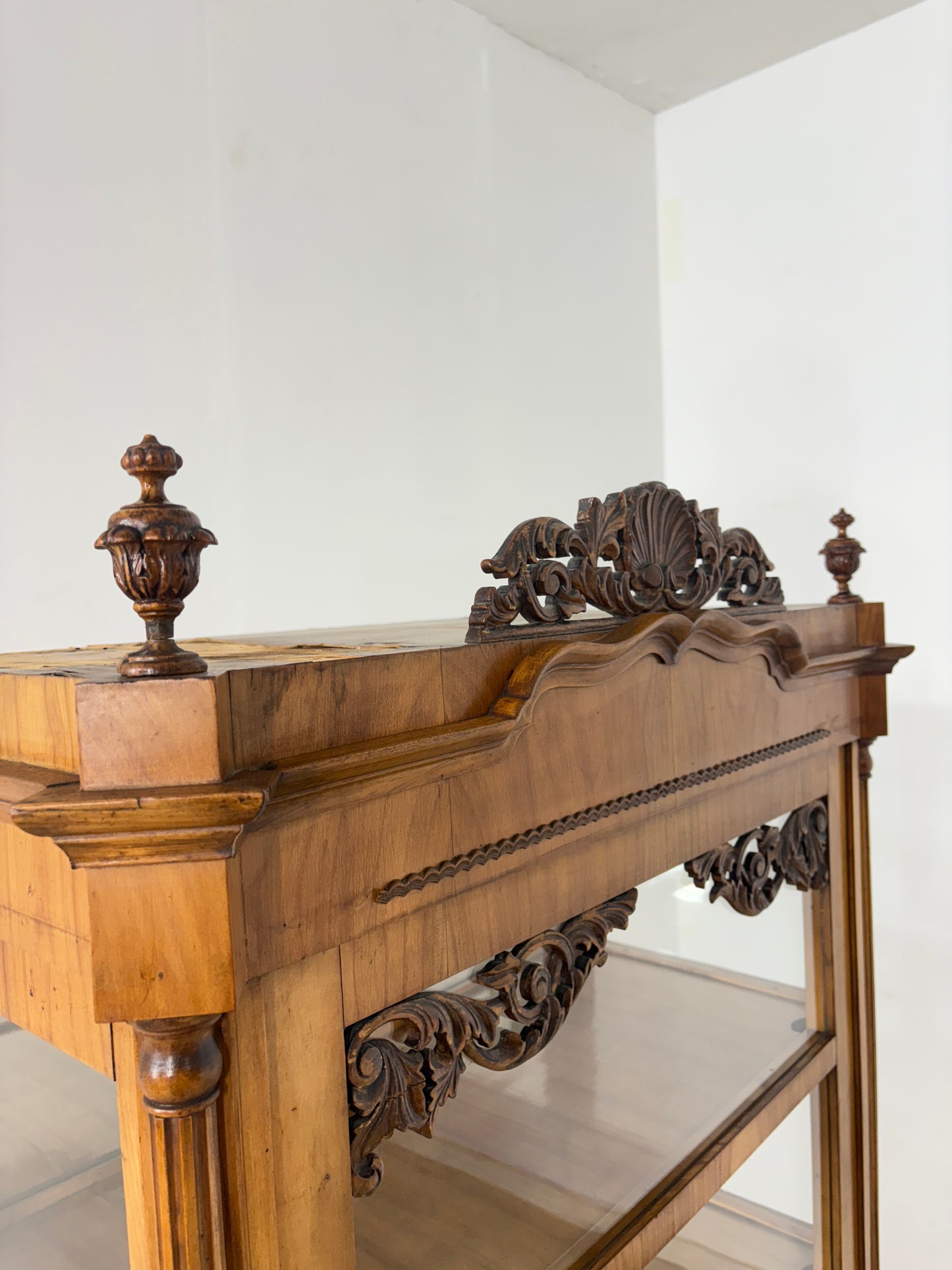 Biedermeier Vitrine Wohnzimmerschrank Schrank Fächerschrank um 1880