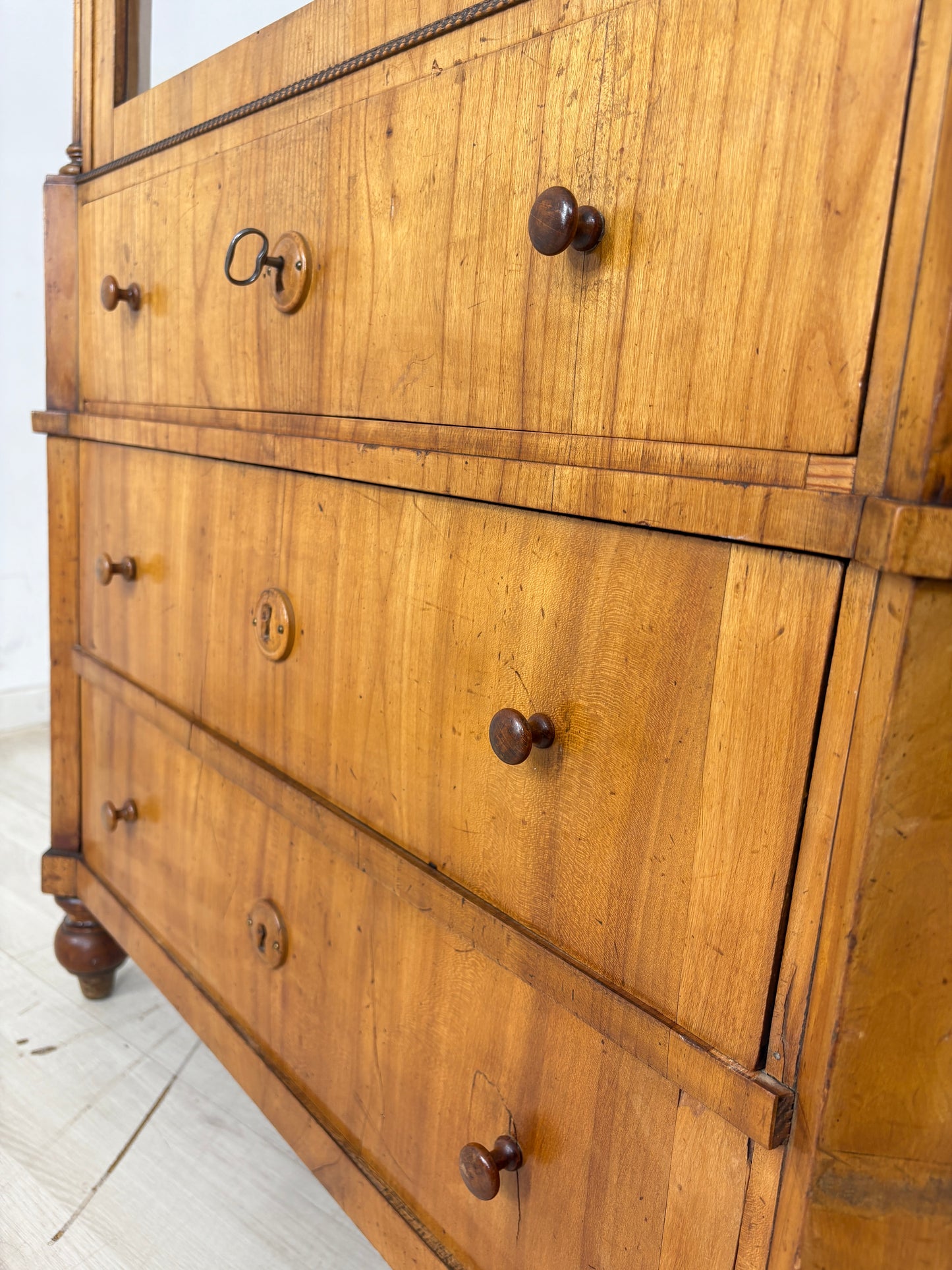 Biedermeier Vitrine Wohnzimmerschrank Schrank Fächerschrank um 1880