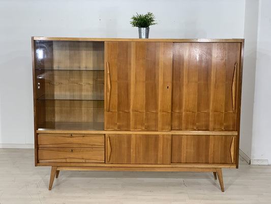 MID CENTURY HIGHBOARD ANRICHTE FÄCHERSCHRANK WOHNZIMMERSCHRANK SIDEBOARD GESCHIRRSCHRANK VINTAGE