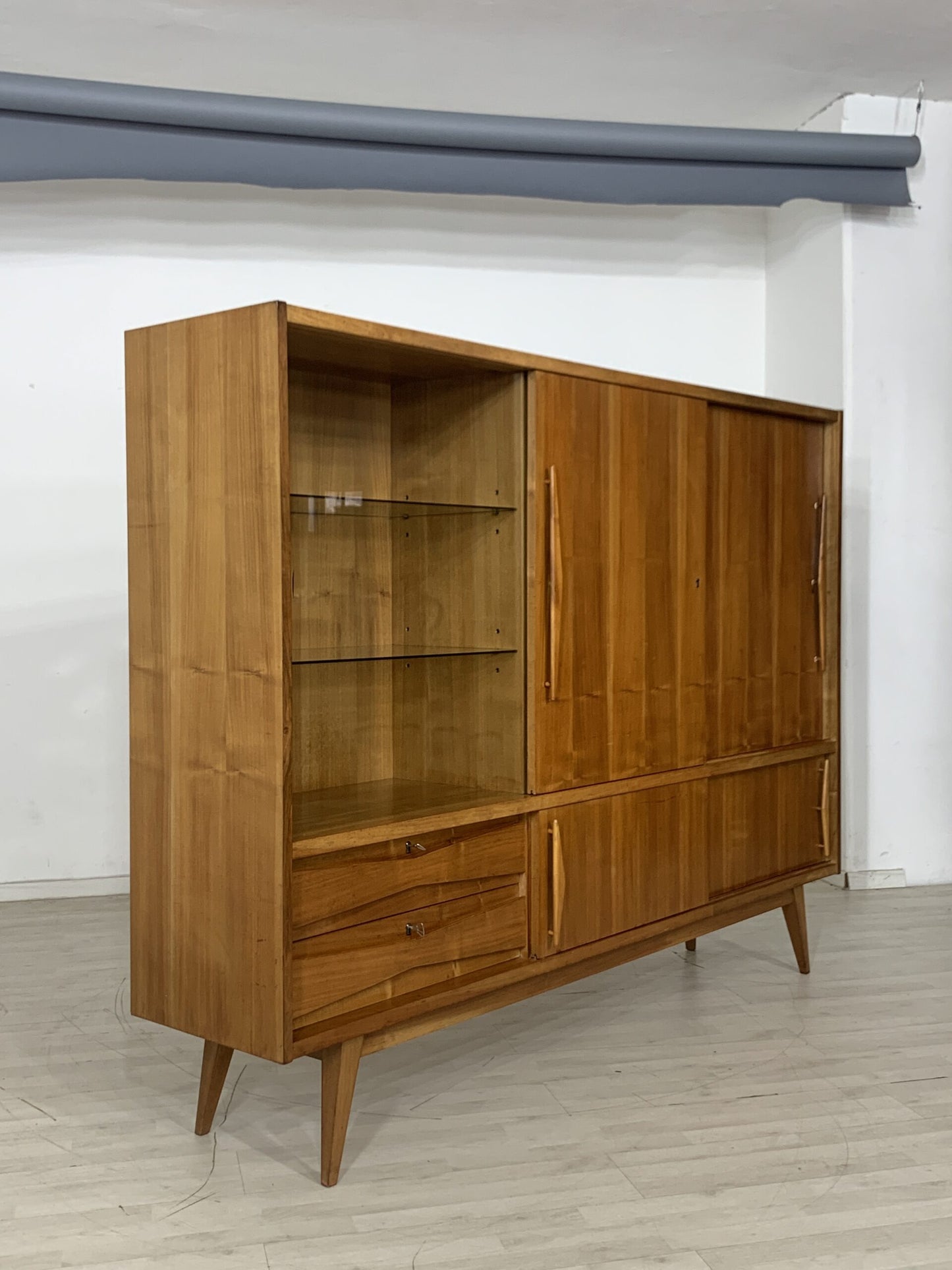 MID CENTURY HIGHBOARD ANRICHTE FÄCHERSCHRANK WOHNZIMMERSCHRANK SIDEBOARD GESCHIRRSCHRANK VINTAGE