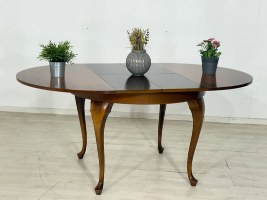 Chippendale Esstisch runder ausziehbarer Tisch Holz Küchentisch Vintage