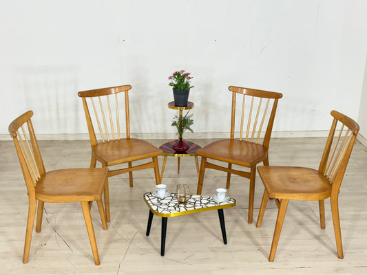 4x Mid Century Esszimmerstühle Stühle Küchenstühle Holz Stuhl Esszimmerstuhl Vintage