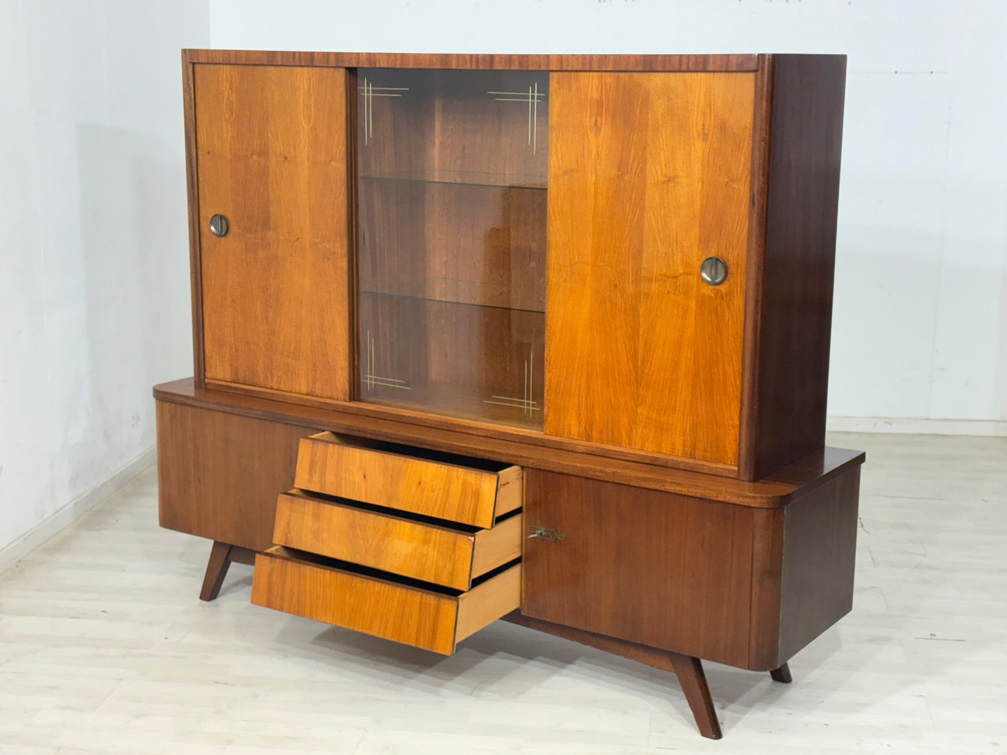 Vintage Highboard Schrank Geschirrschrank Vitrine Wohnzimmerschrank