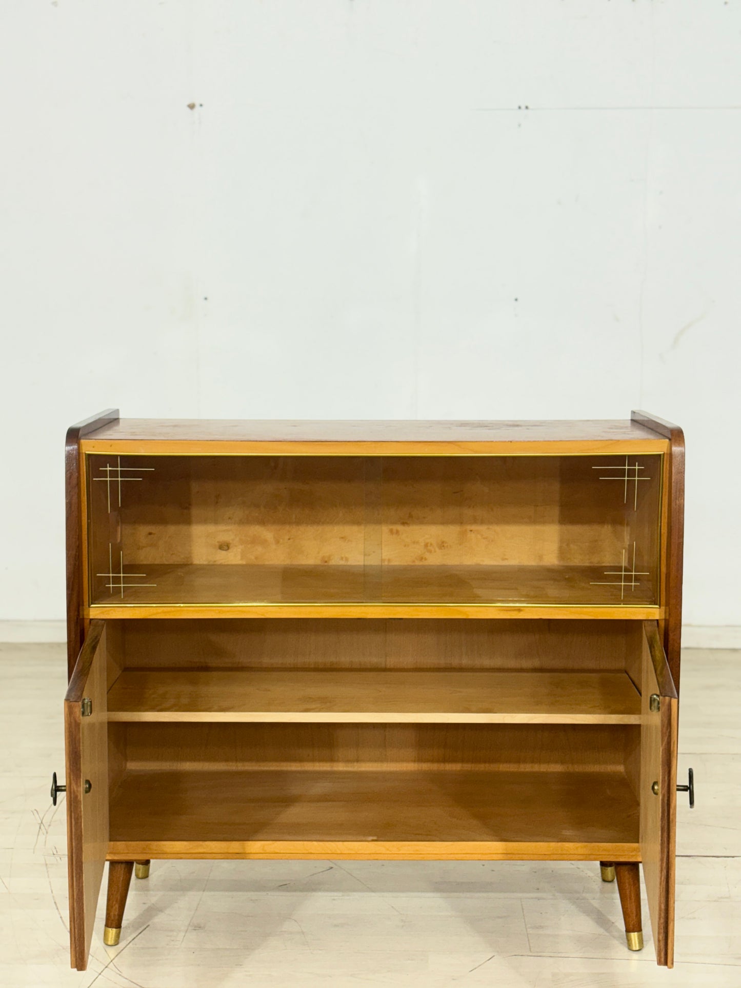 Mid Century Kommode Vitrine Wohnzimmerschrank Sideboard Vintage