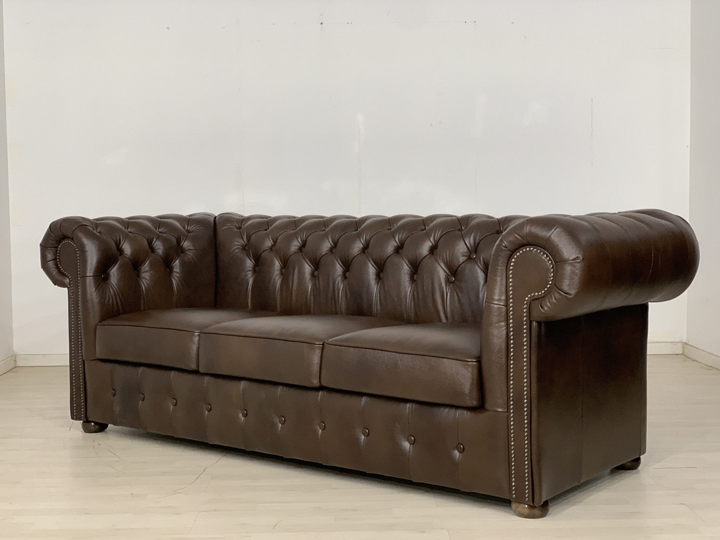 ENGLISH CHESTERFIELD SOFA COUCH LEATHER COUCH 3-SEATER VINTAGE STYLE