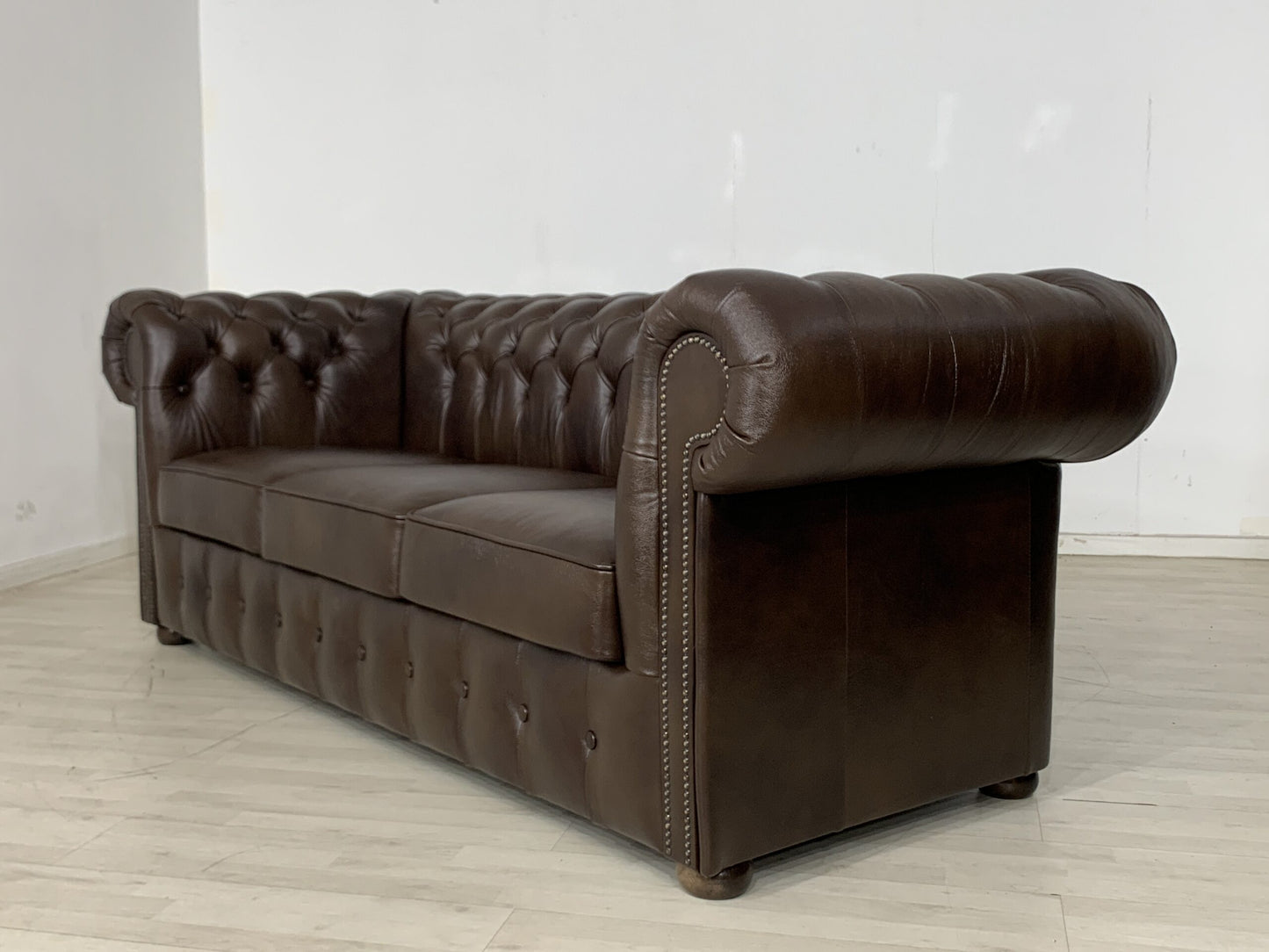 ENGLISH CHESTERFIELD SOFA COUCH LEATHER COUCH 3-SEATER VINTAGE STYLE