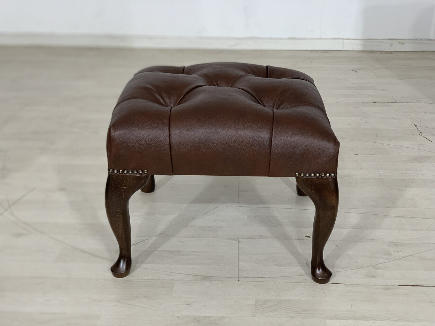 CHESTERFIELD TABOURET BANC REPOSE-PIEDS CUIR VÉRITABLE