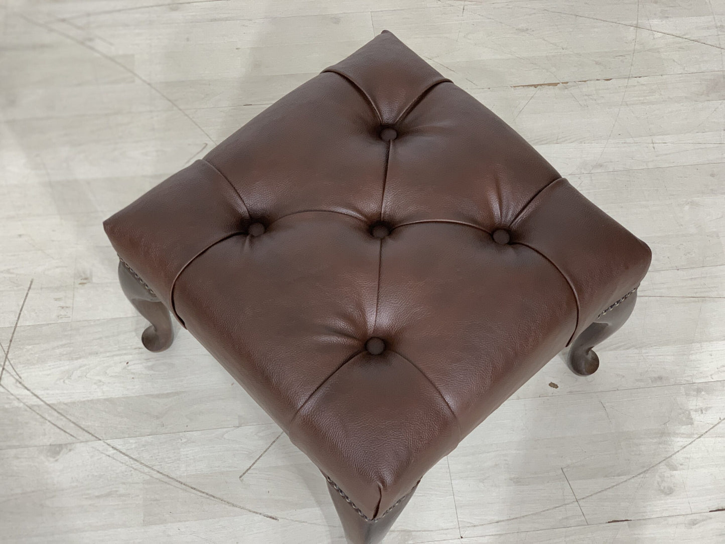 CHESTERFIELD STOOL BENCH FOOTSTOOL GENUINE LEATHER