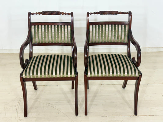 2er Set Kolonialstil Esszimmerstühle / Mahagoni Stühle / Vintage Küchenstühle