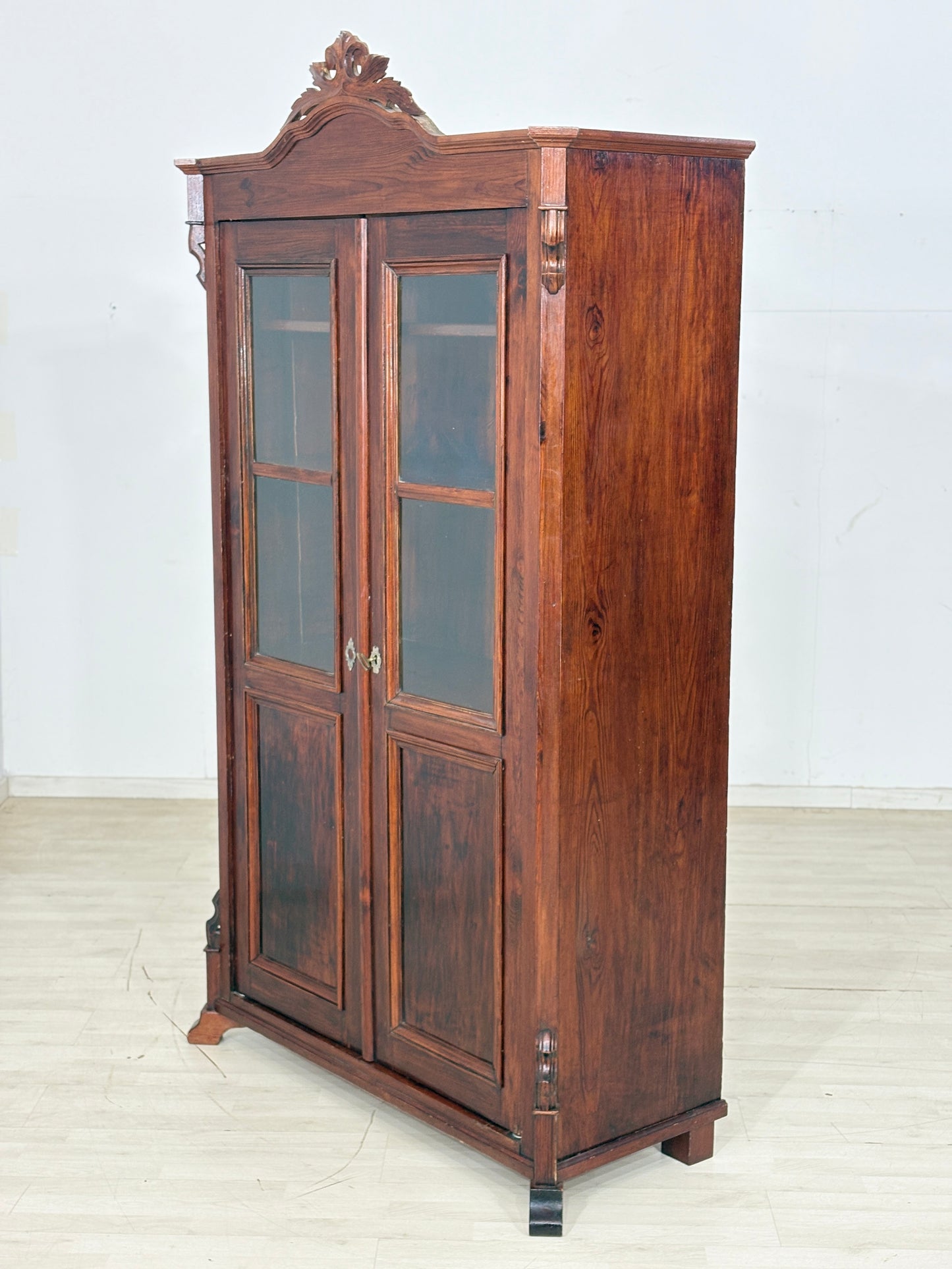 Antike Louis Philippe Vitrine Schrank Kleiderschrank Vitrinenschrank Wohnzimmerschrank um 1880