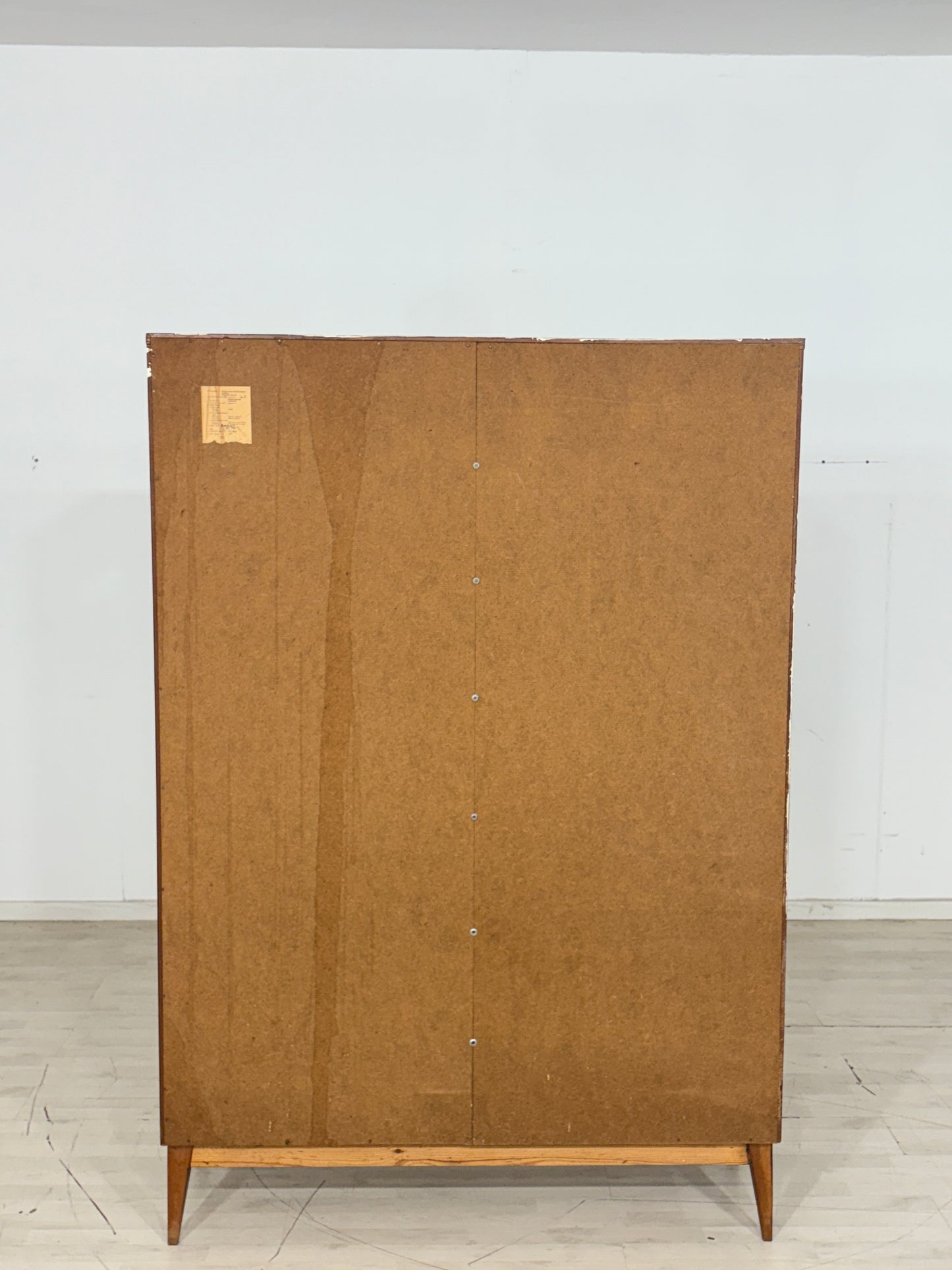 Mid Century Wäscheschrank Flurschrank Garderobenschrank Kleiderschrank Holz Schrank Vintage