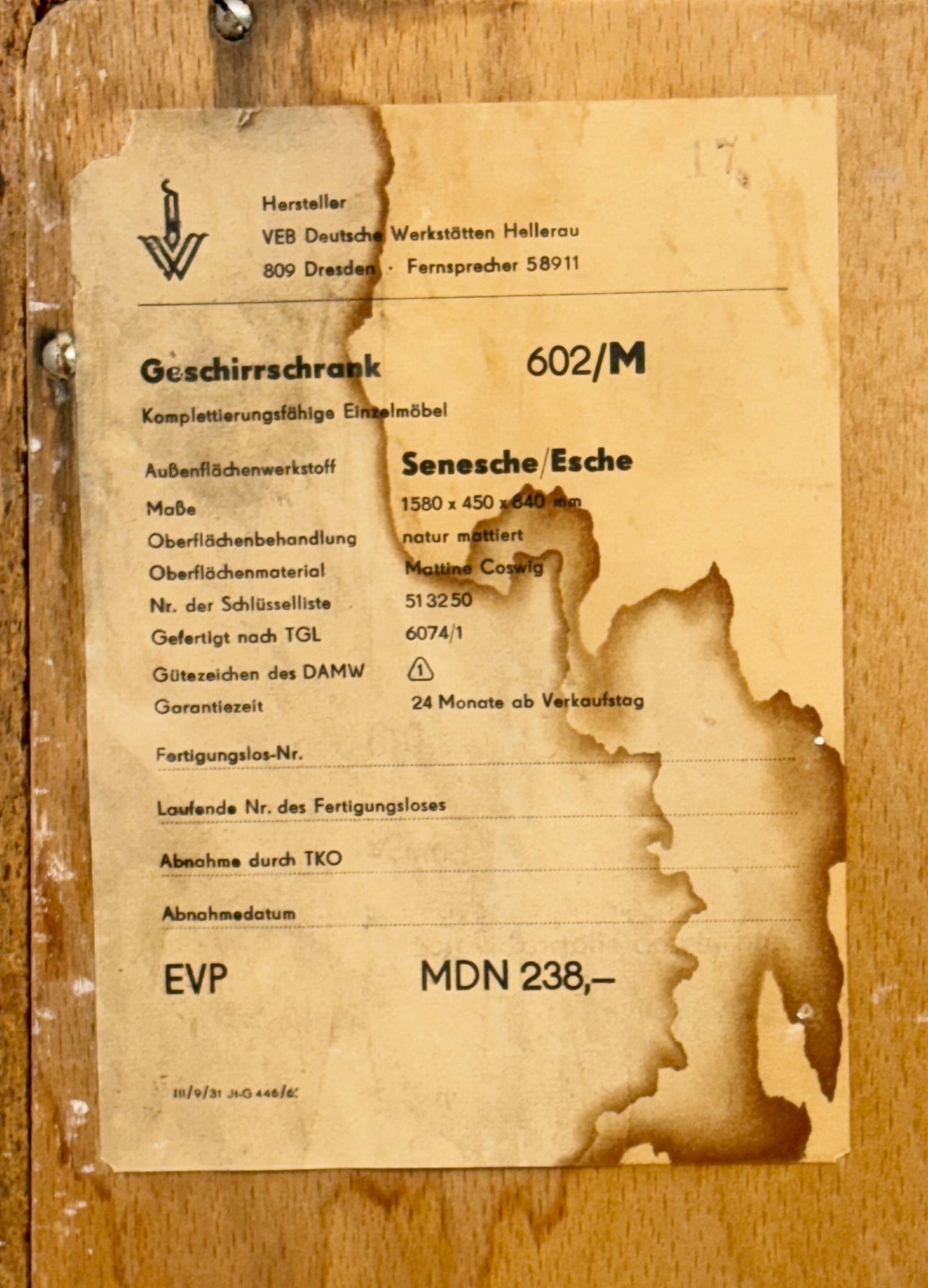 Hellerau Serie 602 Sideboard von Franz Ehrlich – Wohnzimmerschrank - Kommode