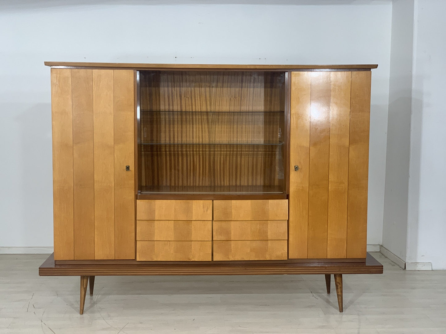 60ER JAHRE ANRICHTE GESCHIRRSCHRANK SCHRANK WOHNZIMMERSCHRANK VINTAGE HIGHBOARD