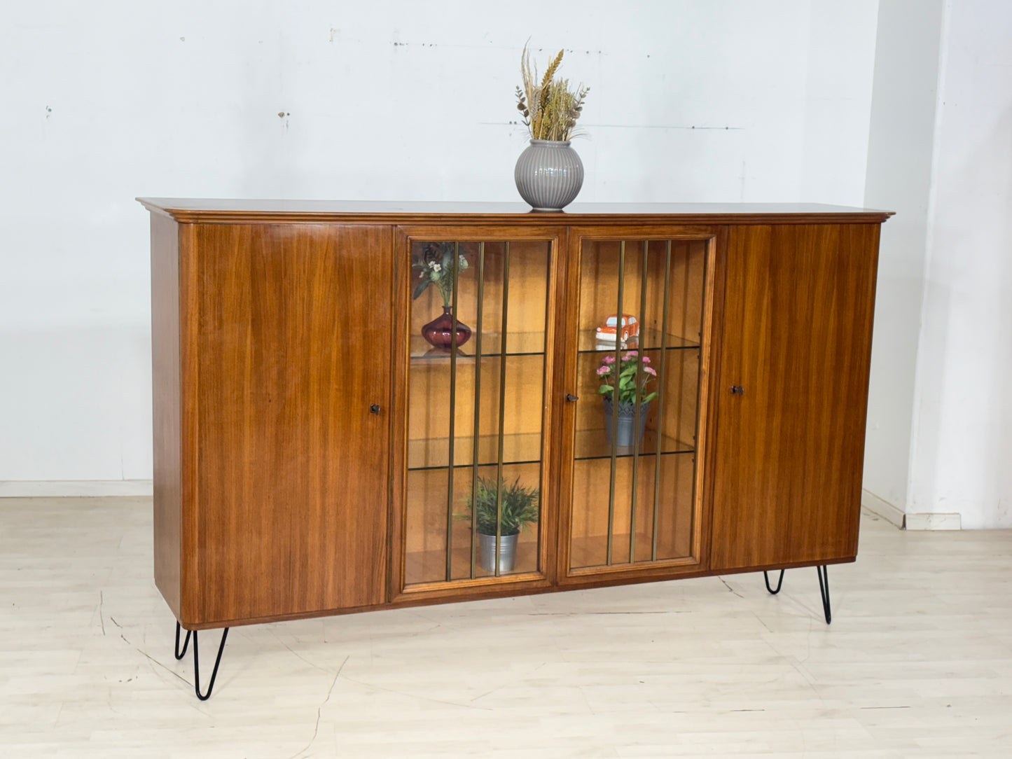 Mid Century Highboard Vitrine Geschirrschrank Schrank Wohnzimmerschrank