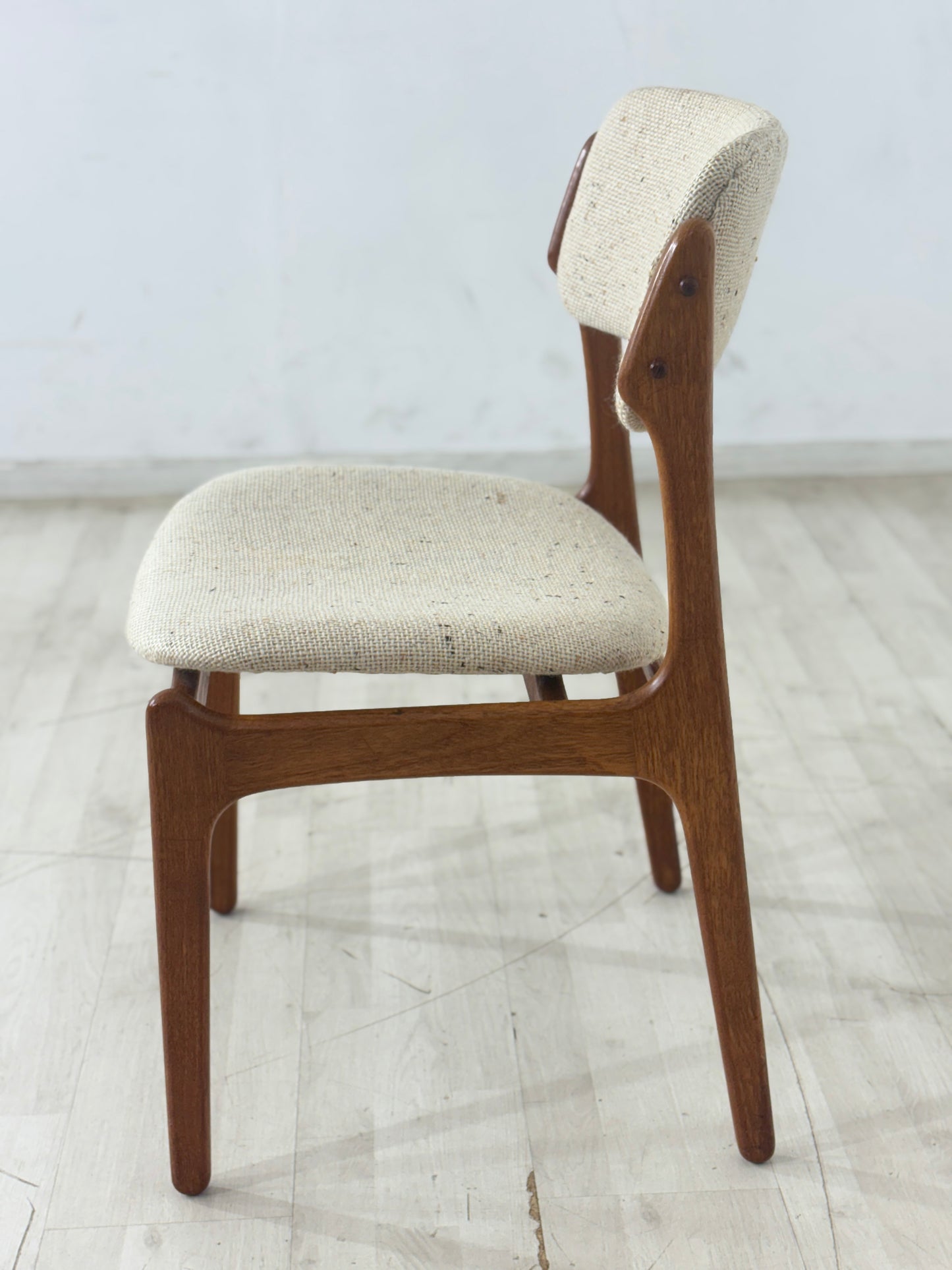 4er Set Danish Design Mid-Century Stuhl / Teak Esszimmerstuhl / 60er Jahre Küchenstuhl / Danish Teak Wohnzimmerstuhl / Designer: Erik Buch / Hersteller: O.D. Møbler A/S