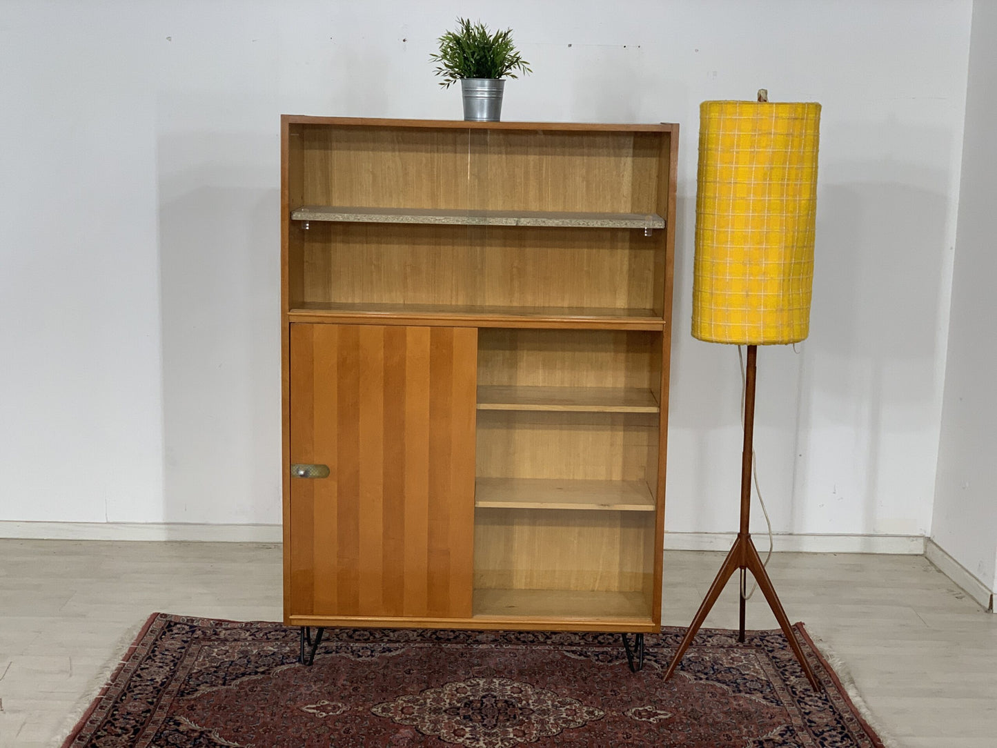 MID CENTURY HIGHBOARD SHELF CABINET BOOKCASE VINTAGE