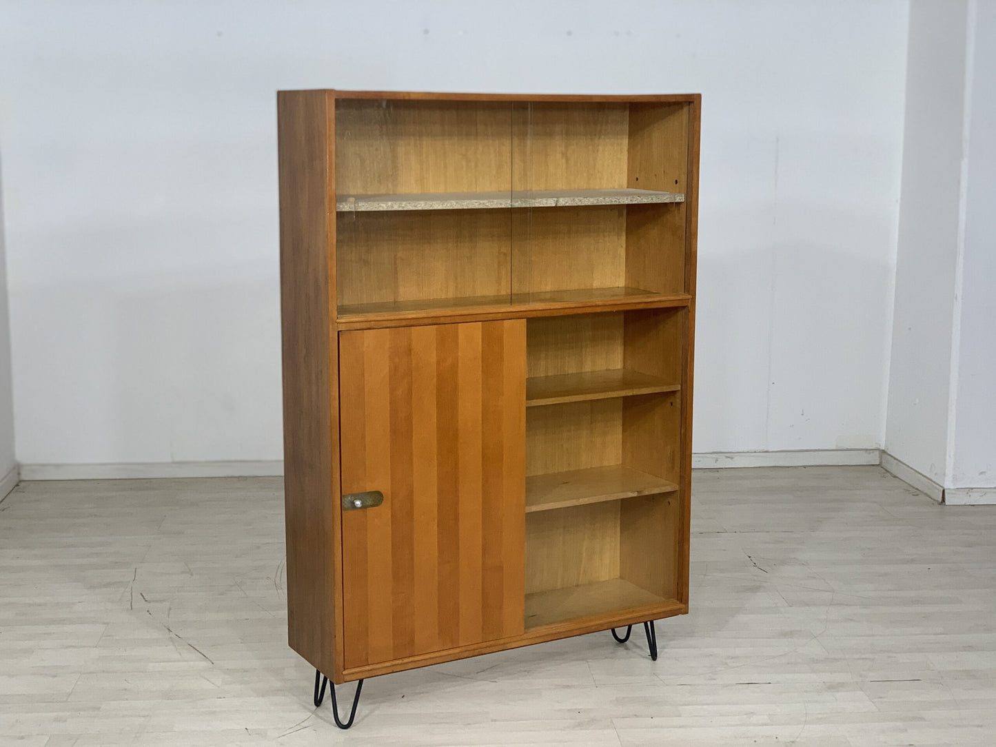 MID CENTURY HIGHBOARD SHELF CABINET BOOKCASE VINTAGE