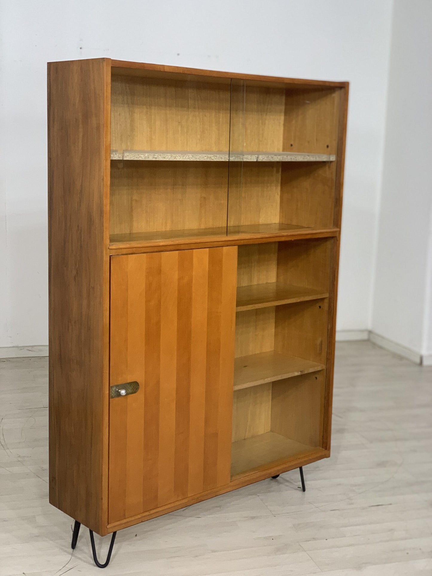 MID CENTURY HIGHBOARD SHELF CABINET BOOKCASE VINTAGE