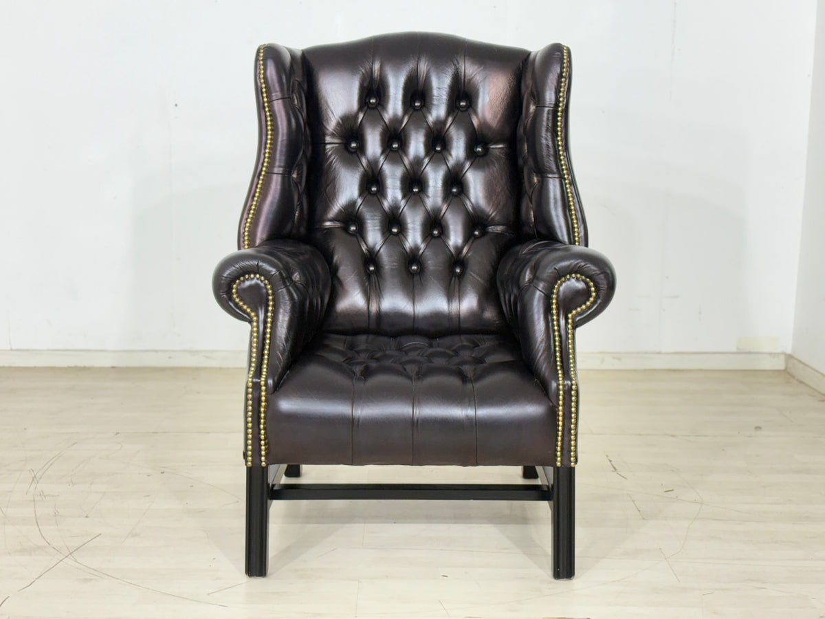 Chesterfield Ohrensessel / Ledersessel / Wilmowsky – Burgundy Leder