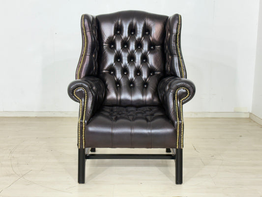 Chesterfield Ohrensessel / Ledersessel / Wilmowsky – Burgundy Leder