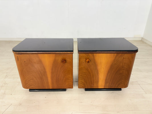 2er Set Art Deco Nachttische / Vintage Nachtschränke
