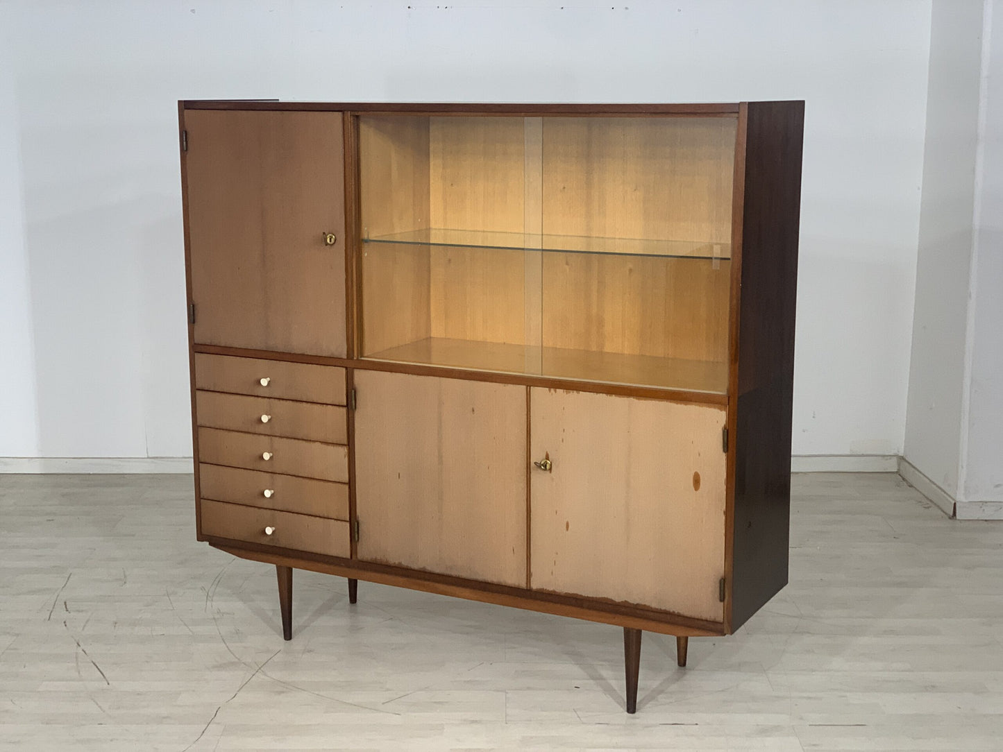 MID CENTURY HIGHBOARD SIDEBOARD CABINET HALLWAY CABINET TABLE CABINET VINTAGE