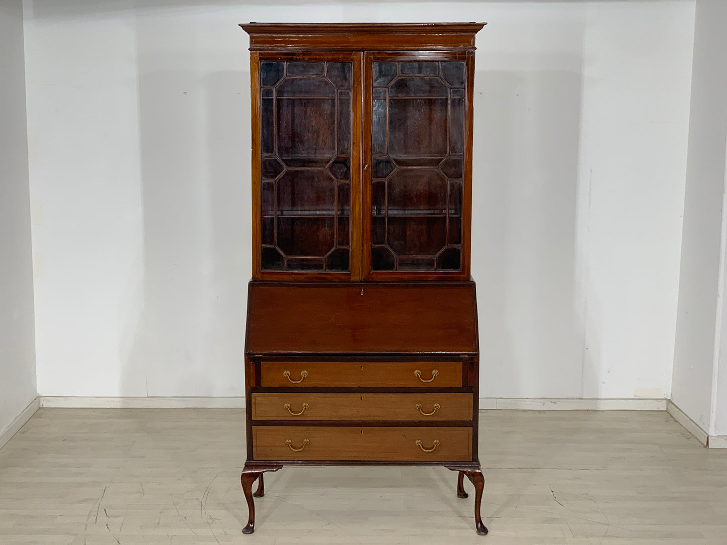 ANTIQUE MAHOGANY DISPLAY CABINET SECRETARY AROUND 1880