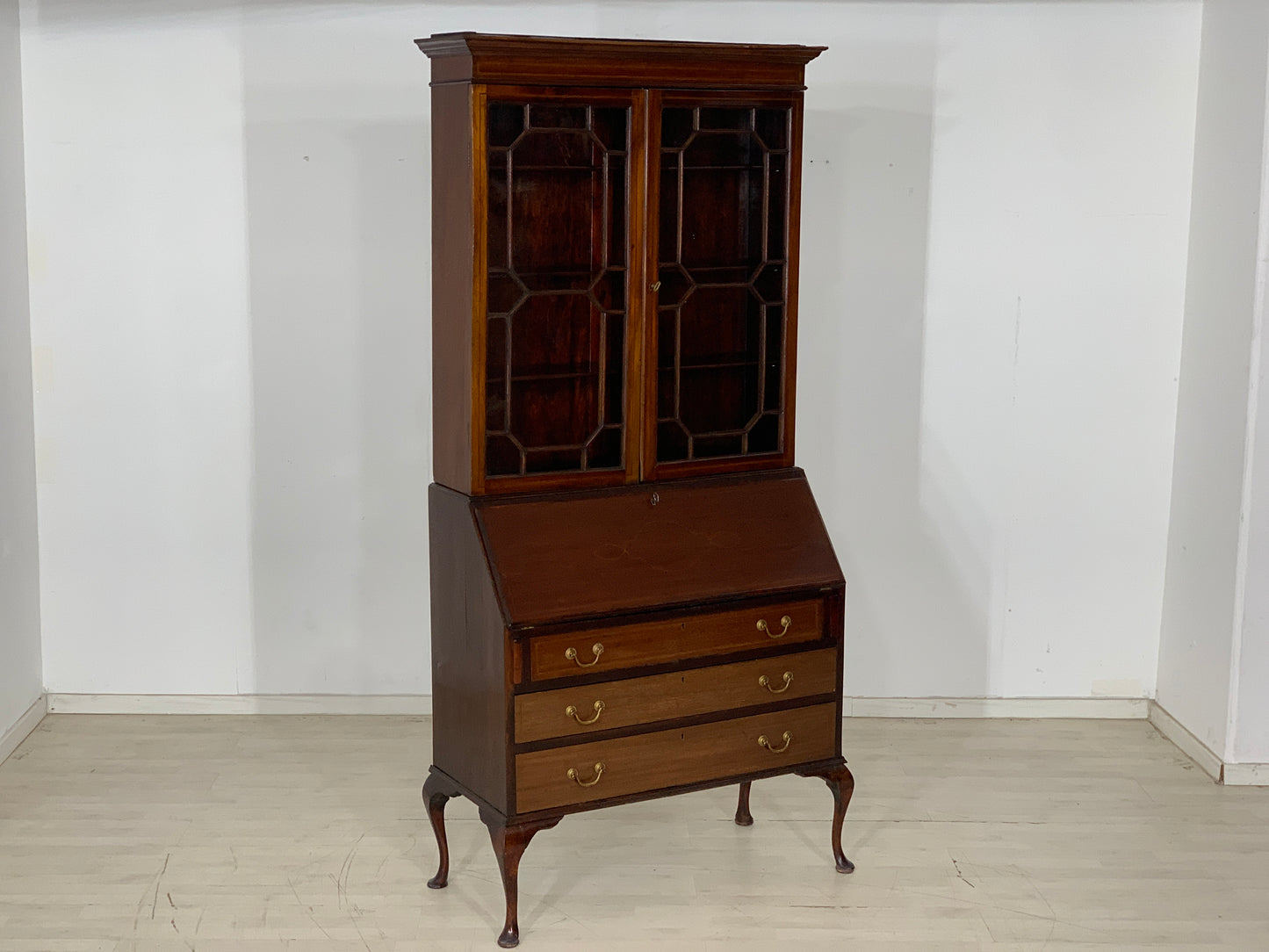 ANTIQUE MAHOGANY DISPLAY CABINET SECRETARY AROUND 1880