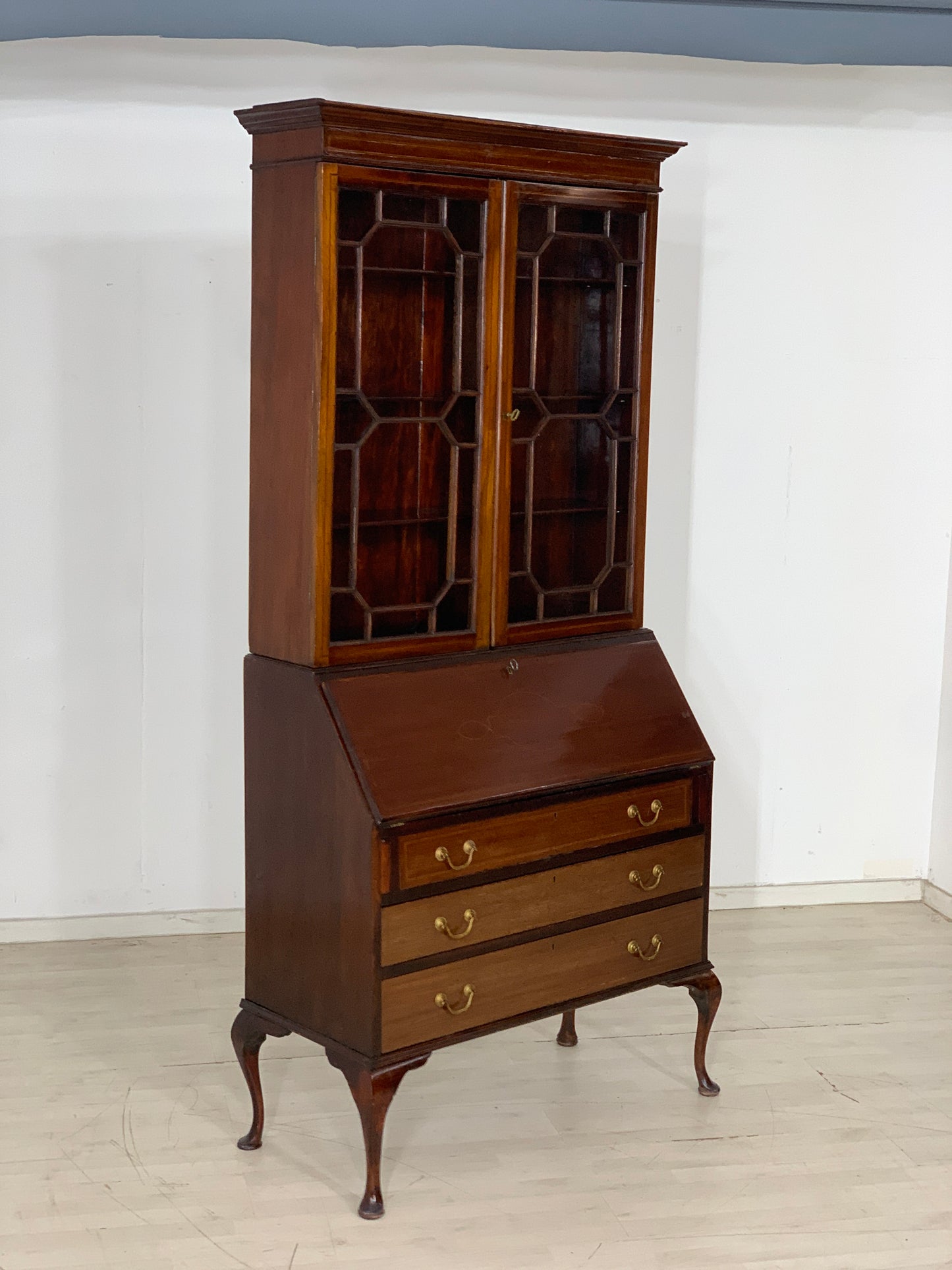 ANTIQUE MAHOGANY DISPLAY CABINET SECRETARY AROUND 1880