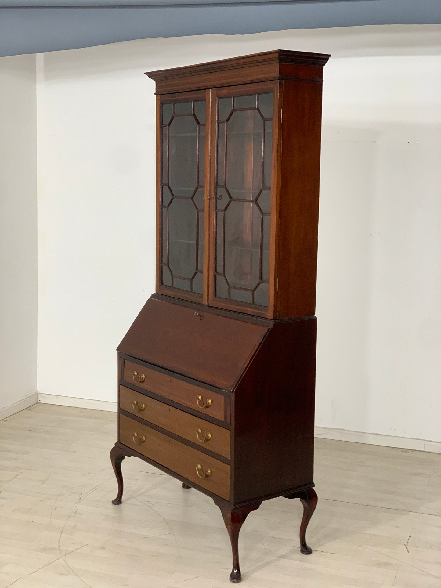 ANTIQUE MAHOGANY DISPLAY CABINET SECRETARY AROUND 1880