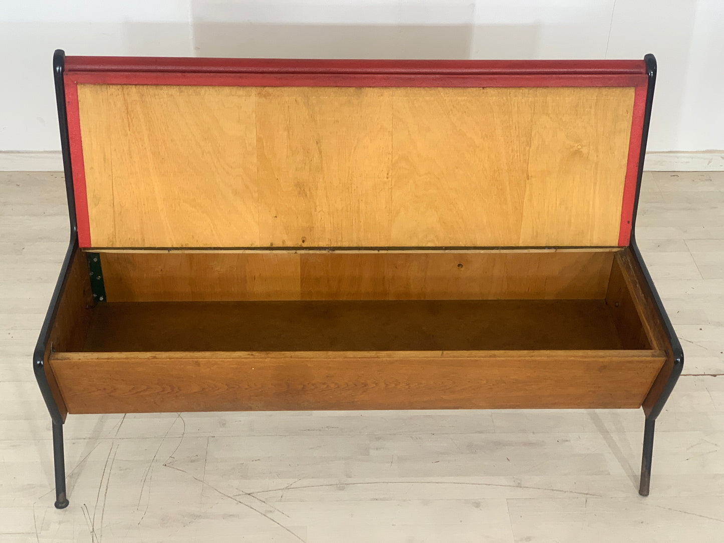 Mid Century Sitzbank Truhe Vintage