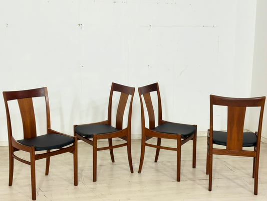 4er Set Albin Johansson Stühle / Teak Esszimmerstühle / Vintage Küchenstühle / Neue Polsterung