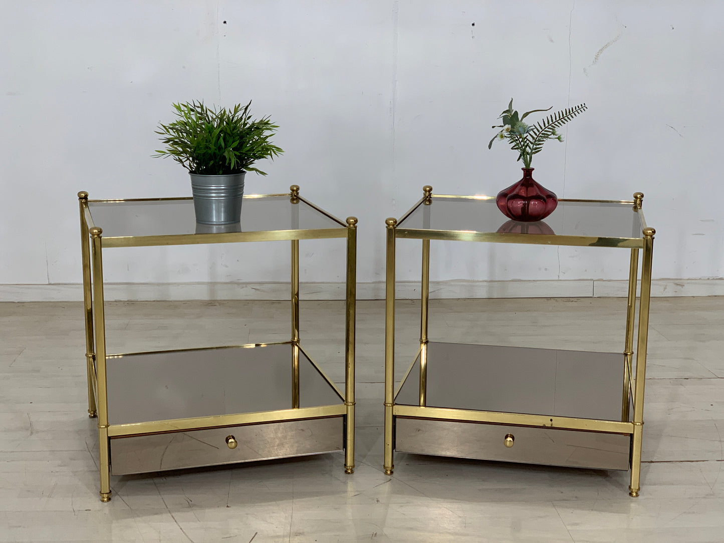 2x 70s bedside tables glass tables nightstands side tables vintage
