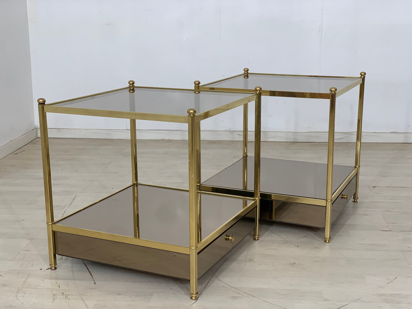 2x 70s bedside tables glass tables nightstands side tables vintage