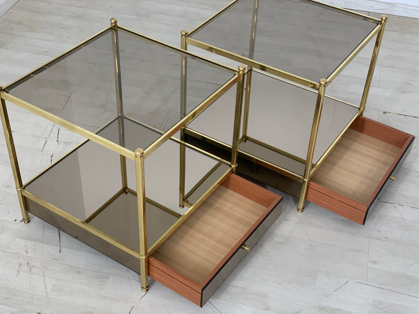 2x 70s bedside tables glass tables nightstands side tables vintage