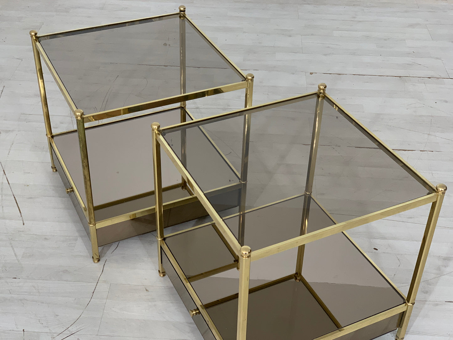 2x 70s bedside tables glass tables nightstands side tables vintage