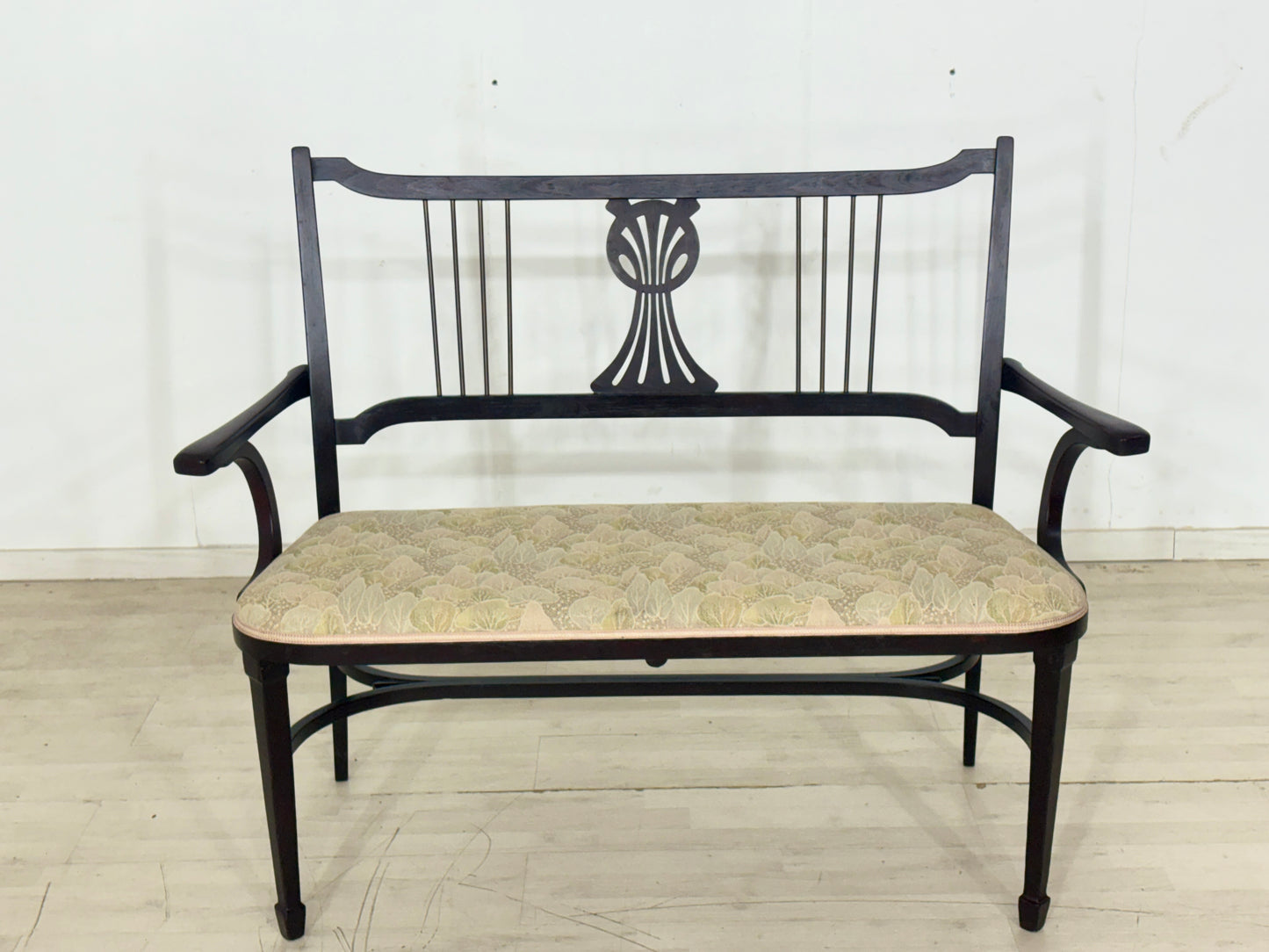Original Thonet Sitzbank um 1900 – Jugendstil / Wiener Bank mit Messing-Rückenlehne